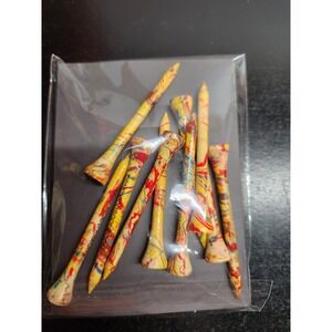 Obnoxious Golf Wooden Golf Tees Multi Color Marble Swirl 2.75 Inch 10 Pack
